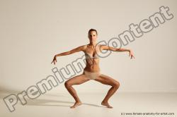 Underwear Gymnastic poses Woman White Moving poses Slim long blond Dynamic poses Academic